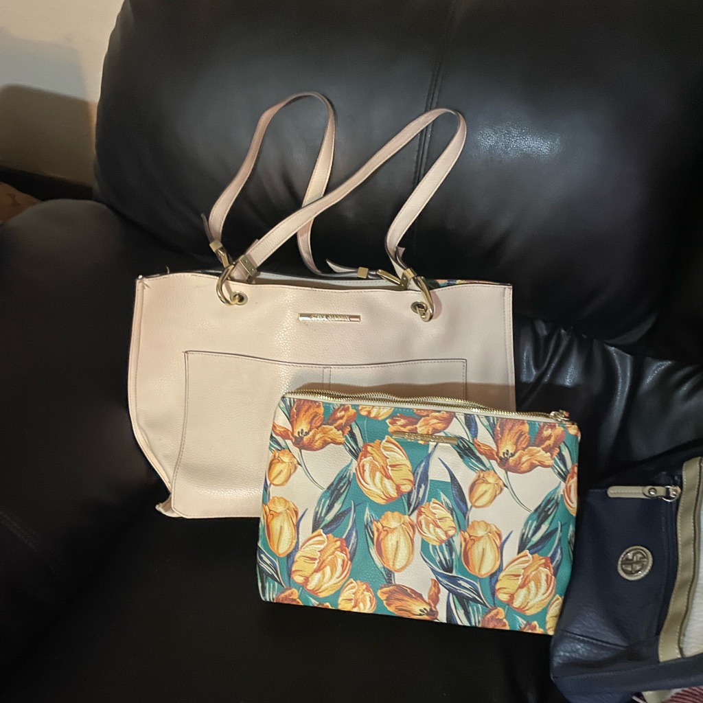 Steve Madden Cream Tote Bag With Double Handles